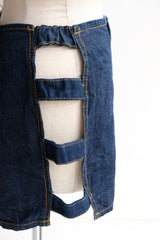 open side denim short pants