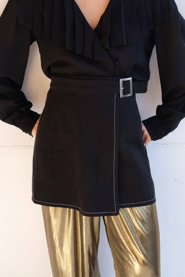 linen wrap mini skirt