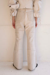 linen patchwork flare pants