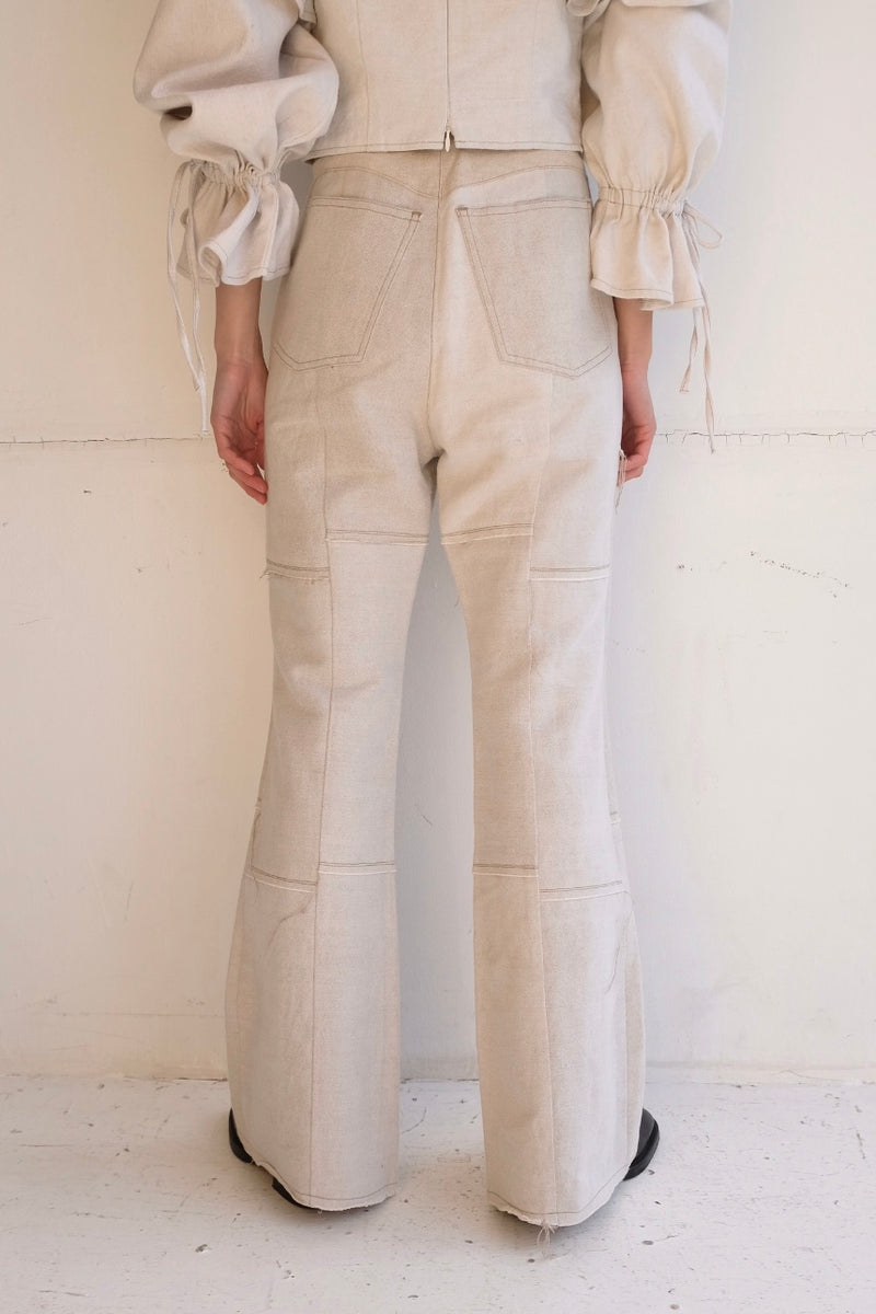 linen patchwork flare pants