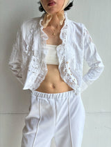 cutwork lace frill cardigan