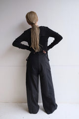 rib patchwork gater cardigan