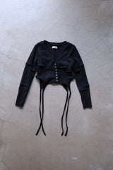 rib patchwork gater cardigan
