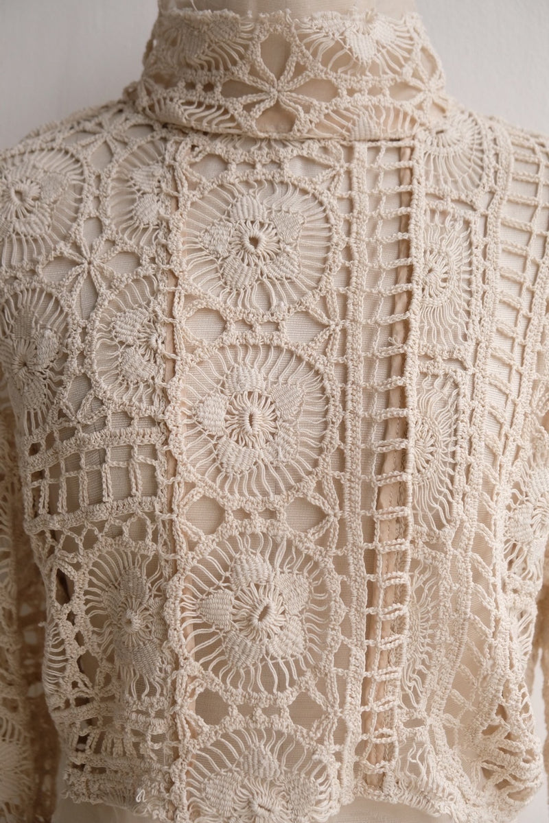 crochet lace high neck top