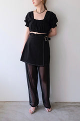 linen wrap mini skirt