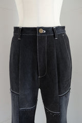 black denim patchwork pants
