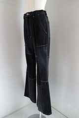 black denim patchwork pants