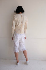 cutwork lace frill half pants