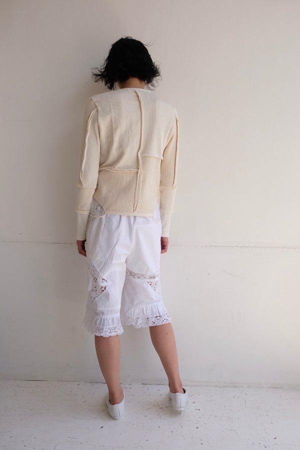 military rib patchwork cardigan