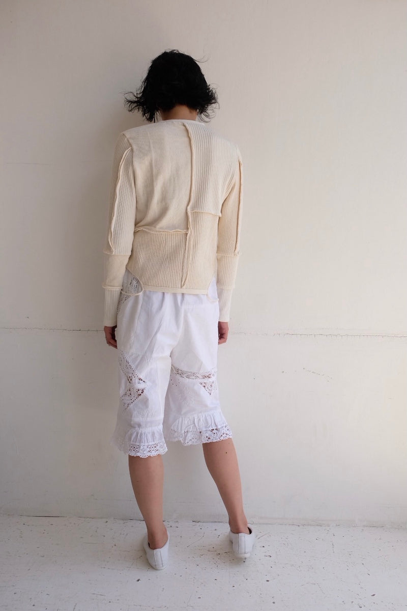 cutwork lace frill half pants