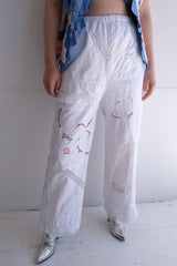cutwork lace frill pants