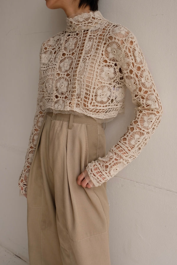 crochet lace high neck top