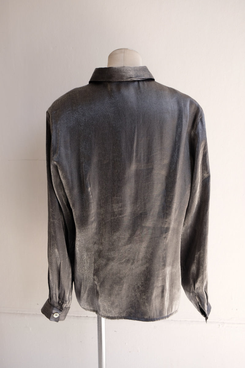 metallic long sleeve shirt