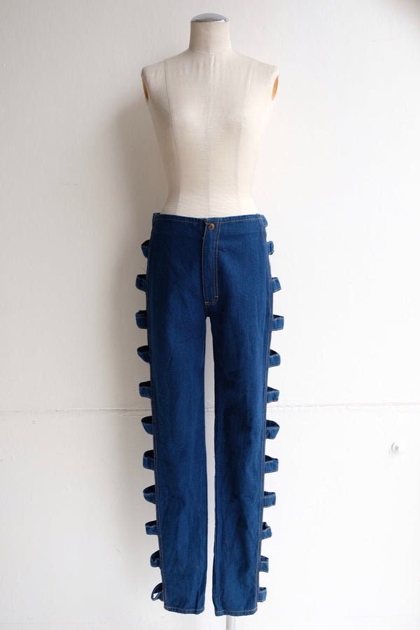 open side denim pants