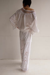 cutwork lace frill pants