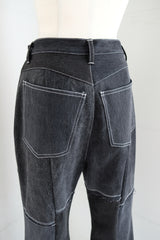 black denim patchwork pants