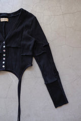 rib patchwork gater cardigan