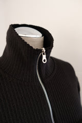 rib zip high neck top
