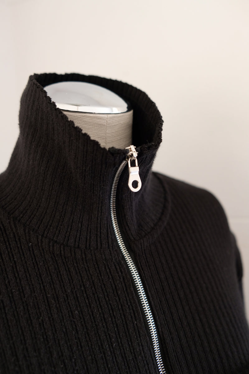 rib zip high neck top