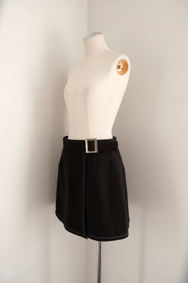linen wrap mini skirt