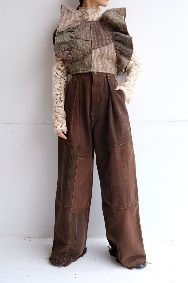 tweed frill backless top