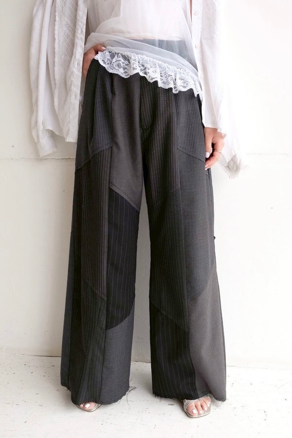 summer  suit tuck wide pants