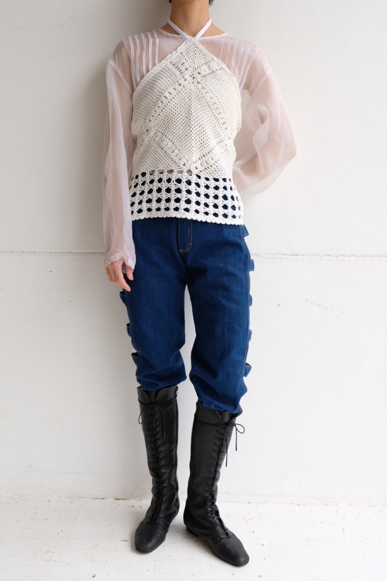 open side denim pants
