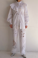 cutwork lace frill pants