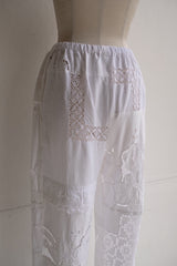cutwork lace frill pants