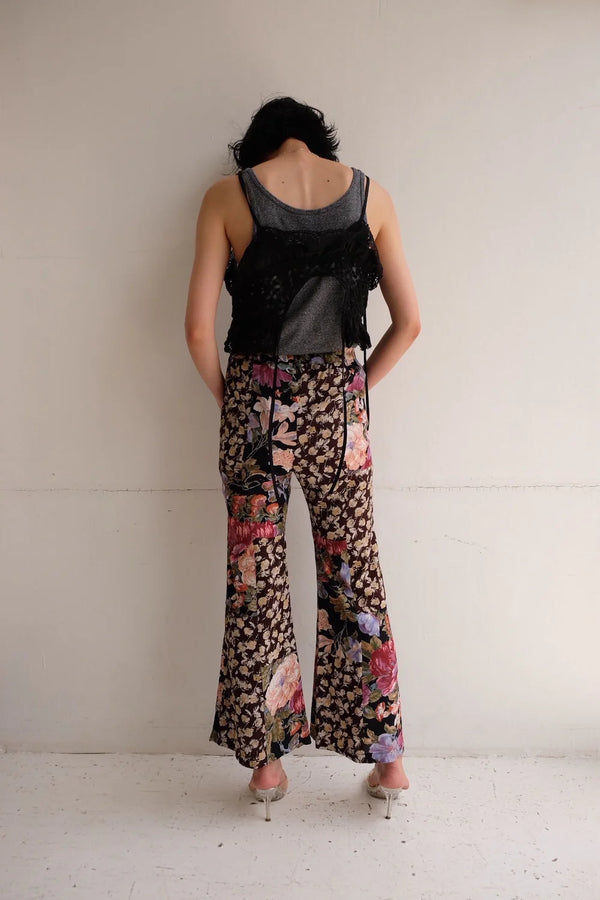 flower rayon flare pants