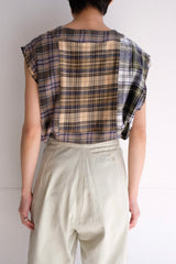 no sleeve check shirt