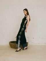 rib ribbon long dress