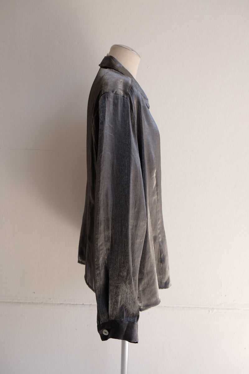 metallic long sleeve shirt
