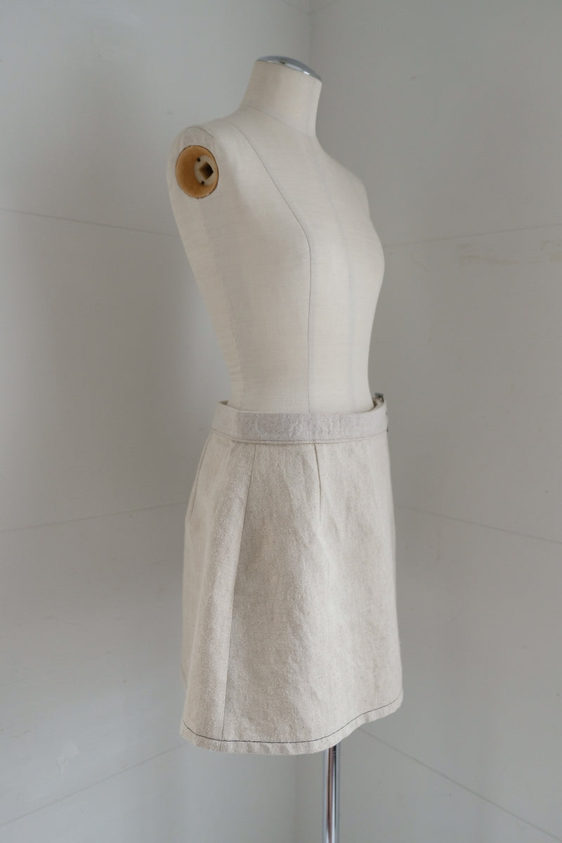 linen wrap mini skirt