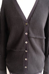 military rib patchwork cardigan
