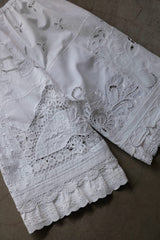 cutwork lace frill half pants