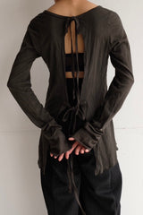long sleeve back open top