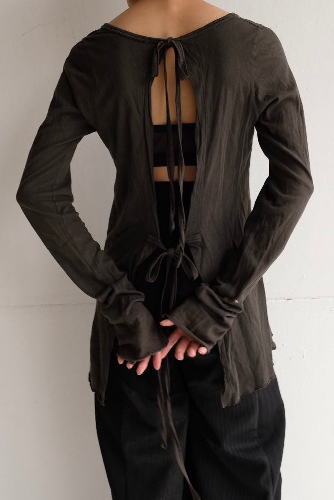 long sleeve back open top