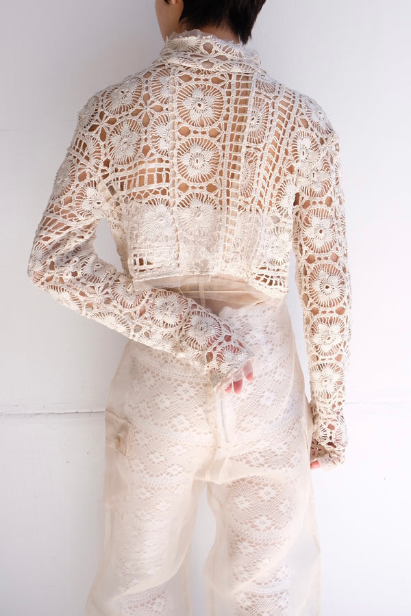 crochet lace high neck top