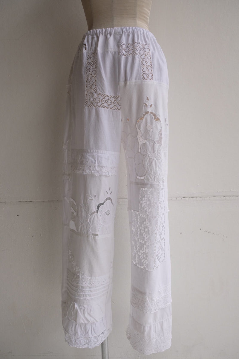 cutwork lace frill pants