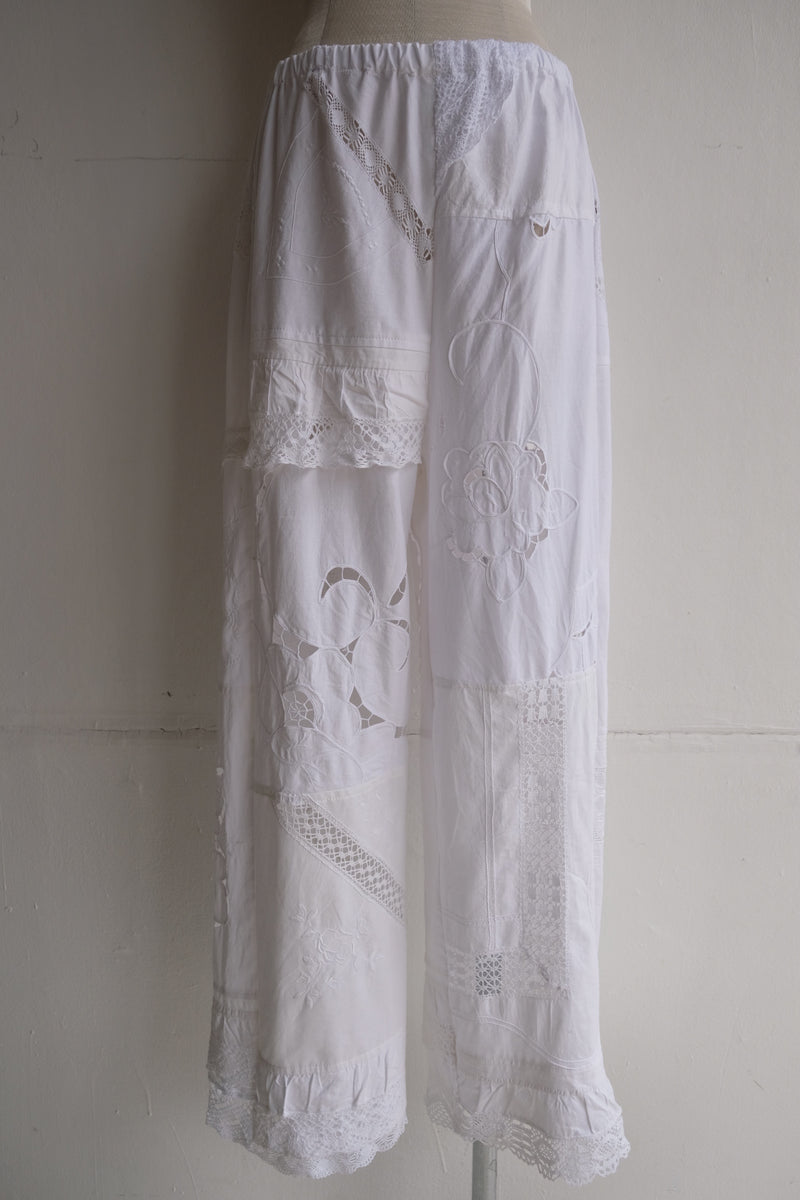 cutwork lace frill pants