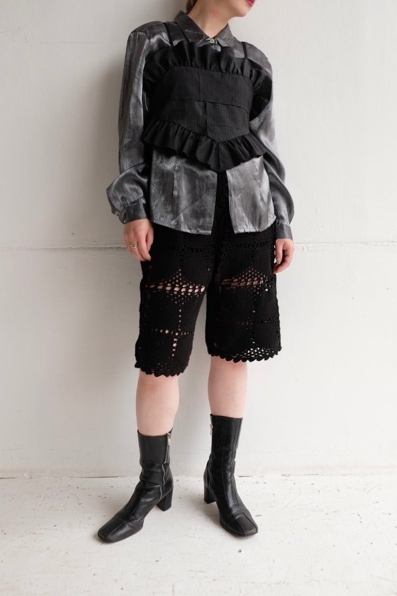 metallic long sleeve shirt