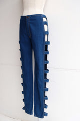 open side denim pants