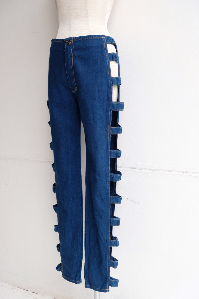 open side denim pants