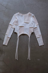 rib patchwork gater cardigan