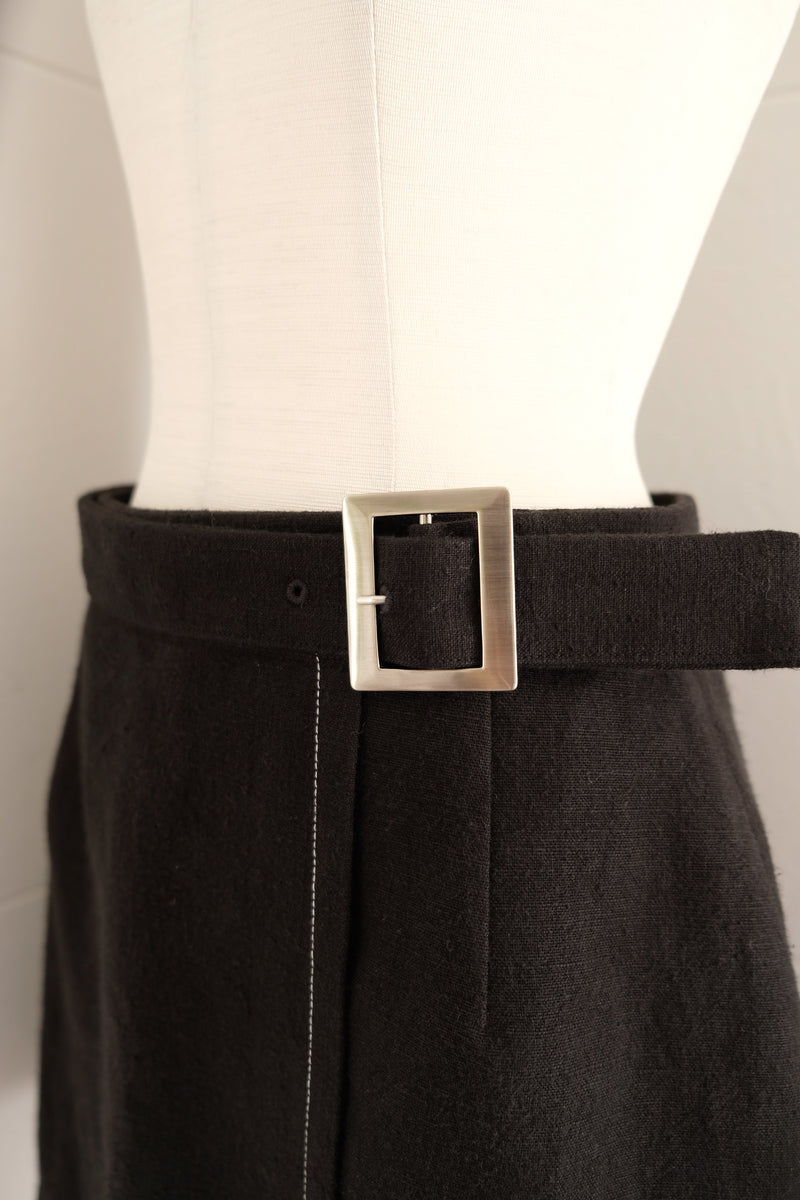 linen wrap mini skirt