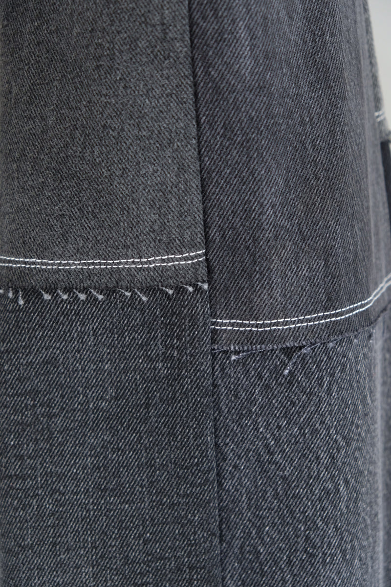 black denim patchwork pants