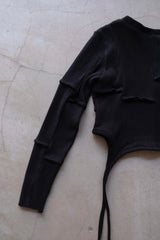rib patchwork gater cardigan