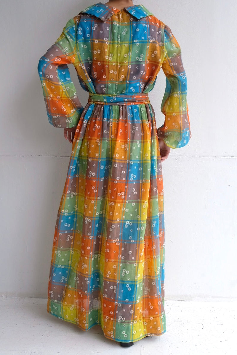 flower rainbow long dress