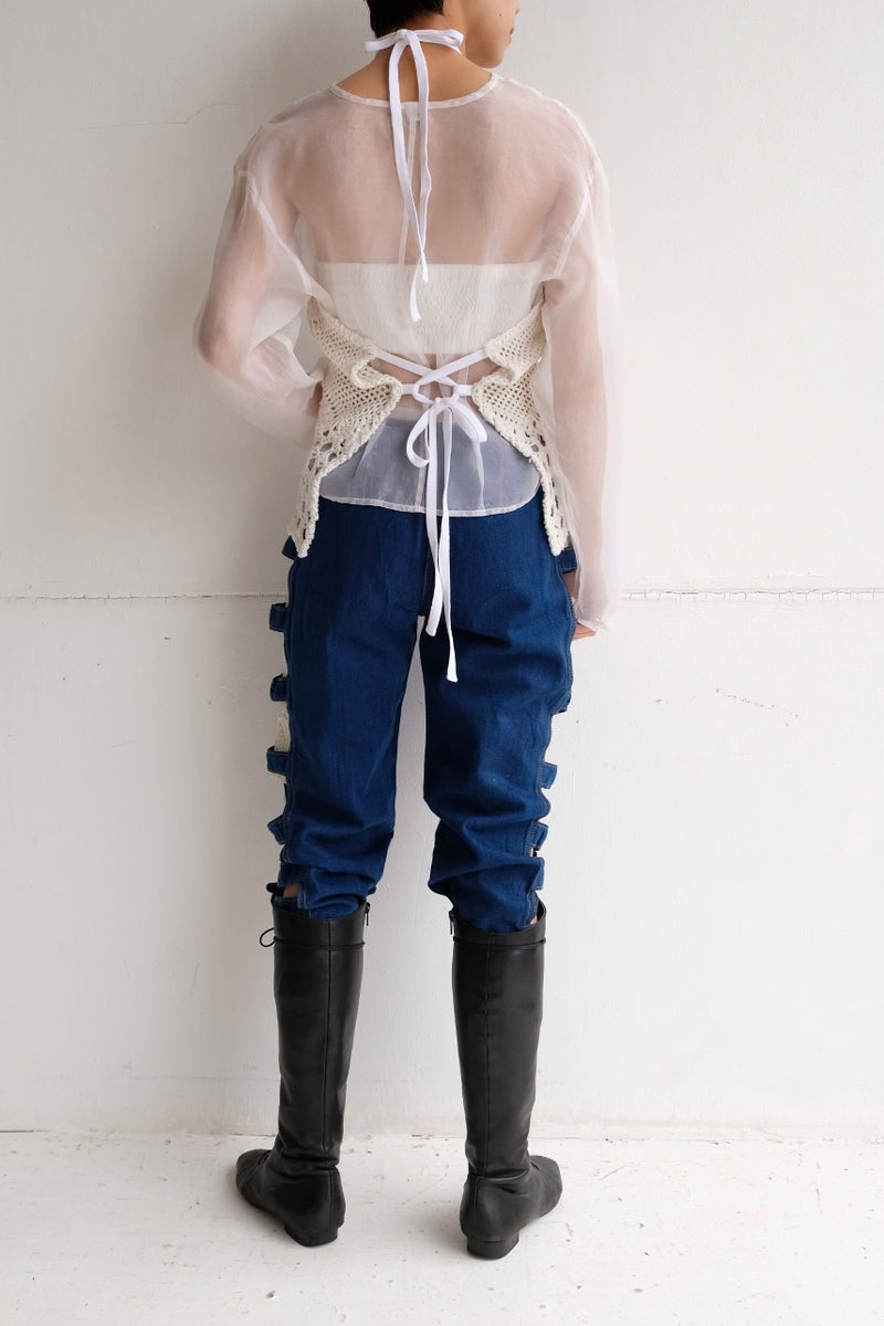open side denim pants